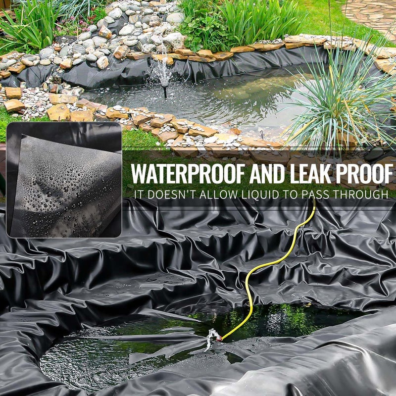 ALDMIO بطانة بركة 10x15 قدم، بطانات بركة سمك بسمك HDPE للبرك الخارجية، بطانات بركة للشلالات، السمك أو كوي، ينابيع النوافير - Image 4